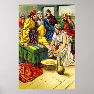 13:4 de John - 17 que lavam o poster dos pés dos