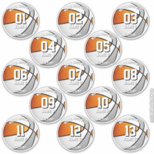 13 adesivos de basquete cores da equipe laranja ci
