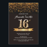 13 Aniversário Convite Preto e Dourado Brit6r<br><div class="desc">16º Convite de Aniversário. Brilho preto e Dourado. Convite para Festas de aniversário de adultos. Mulheres ou Homens Bday Bash.
Para mais personalização,  clique no botão "Personalizar" e use a ferramenta design para modificar este modelo.</div>