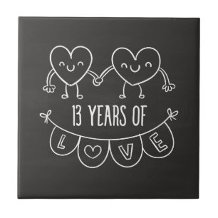 13 Anniversário Gift Chalk Hearts