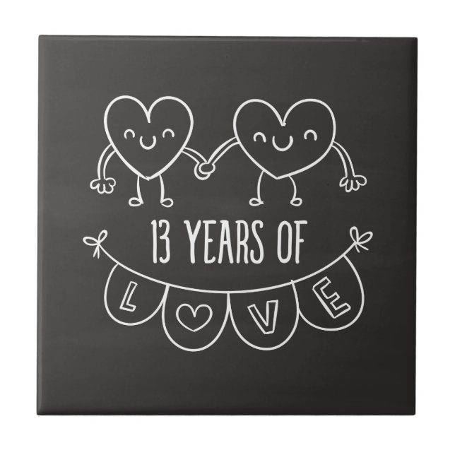 13 Anniversário Gift Chalk Hearts (Frente)