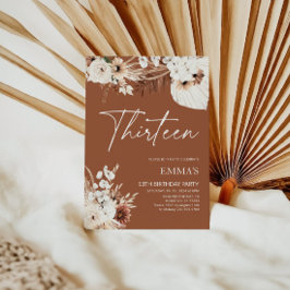 13 Birthday Convite Terracotta Boho Pampas