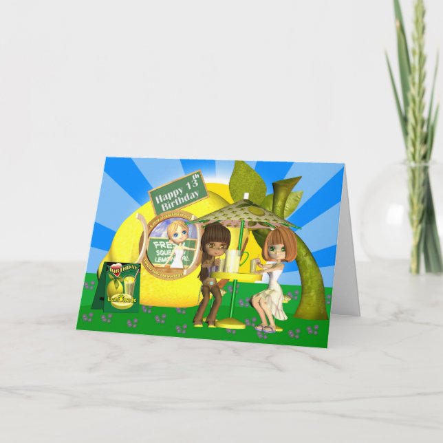 13 Cartão de aniversário Lemonade com amigos (Frente)