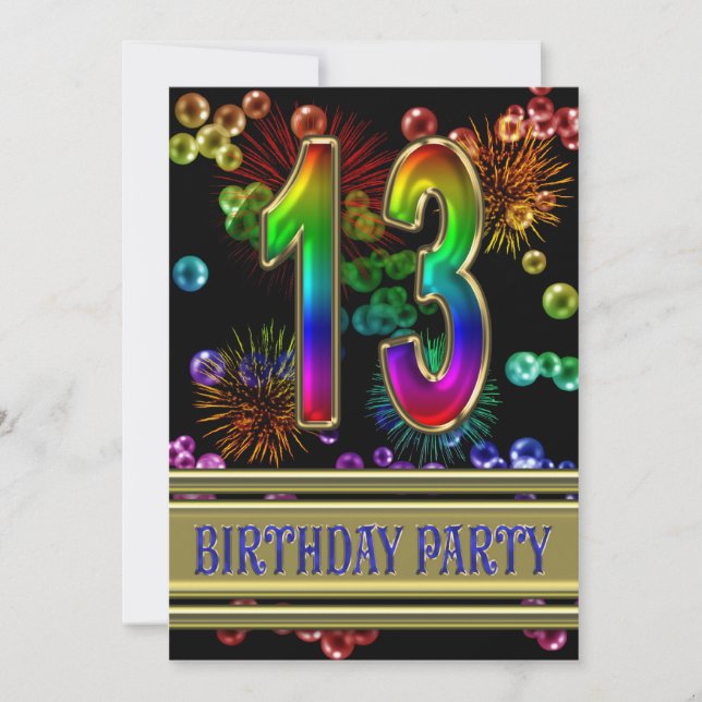 13 Convite de aniversário com bolhas (Frente)