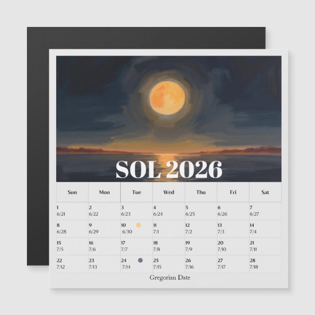 13-Month Moon Phase Zodiac sol Calendar (Frente/Verso)