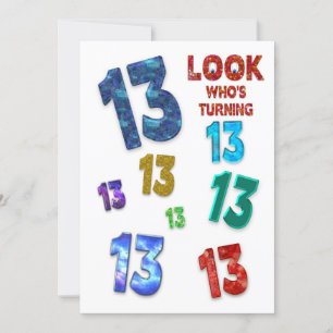 13o Convite de aniversário, números coloridos