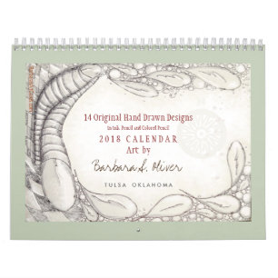 14 desenhos originais, calendário 2018