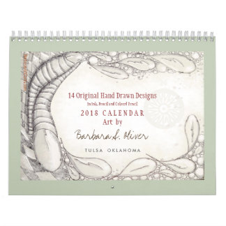 14 desenhos originais, calendário 2018