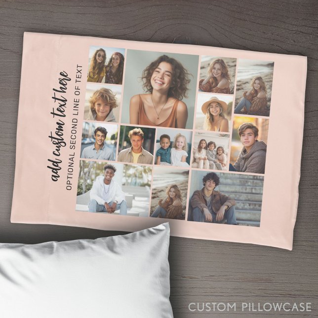 14 Grade de Colagem de Fotos - 2 Caixas de Texto - (Create Your Own Photo Collage Pillowcase)
