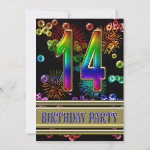 14o Convite de aniversário com bolhas