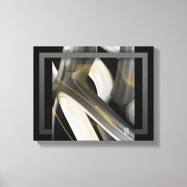 14x11" Trend Abstract Art Canvas Black White Gold (Frente)