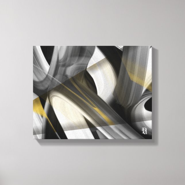 14x11" Trend Abstract Art Canvas Black White Gold (Frente)