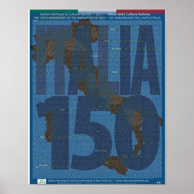 150º aniversário Unificação da Poster da Itália (Frente)