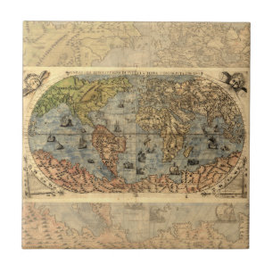 1565 Mapa Antigo do Mundo de Forlani Cartografia V
