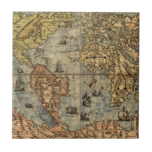 1565 Mapa Antigo do Mundo de Forlani Cartografia V