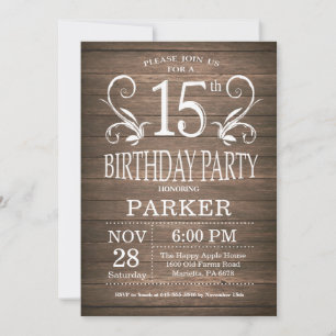 15 Aniversário Convite À Madeira Rústica