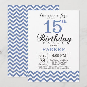 15 Birthday - Convite Azul