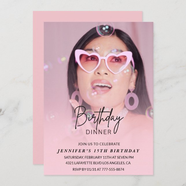 15 convites de aniversário Foto do Janto de Aniver (Frente/Verso)