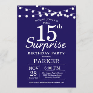 15 de Surpresa - Marinho de Convite de Aniversári
