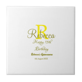 15 Feliz Aniversário Amarelo Apelido Monograma Mod