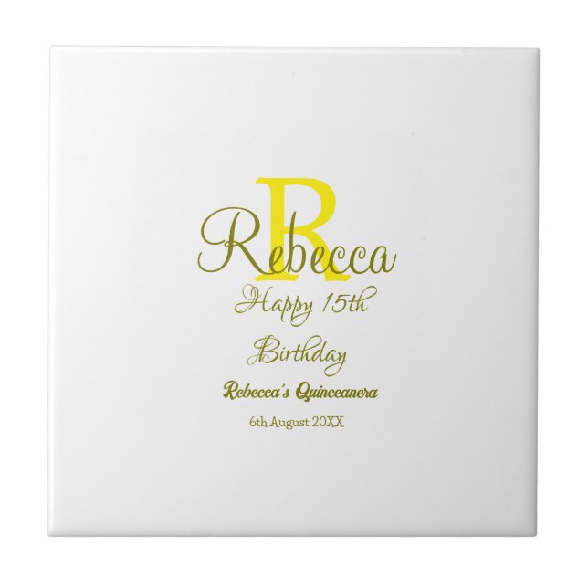 15 Feliz Aniversário Amarelo Apelido Monograma Mod (Frente)