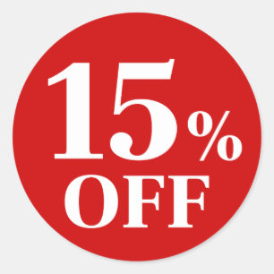 15% OFF Adesivo Redondo Clássico de Fundo Vermelho