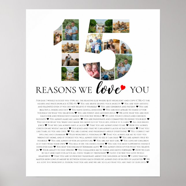 15 Razões pelas quais Eu Amo Você Poster de Fotomo (Frente)