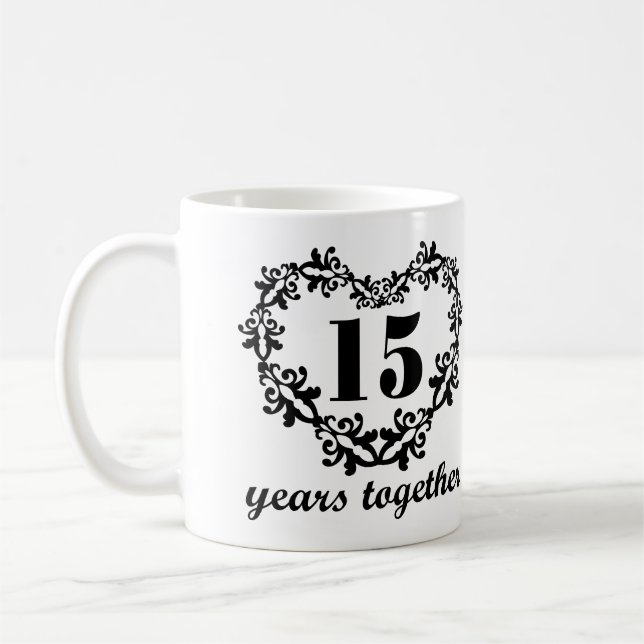 15o Aniversário 15 junto do coração anos de caneca (Esquerda)