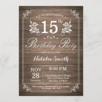 15o convite rústico do aniversário floral