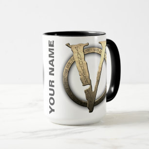 15oz caneca de café de w/Name do COSTUME "V"