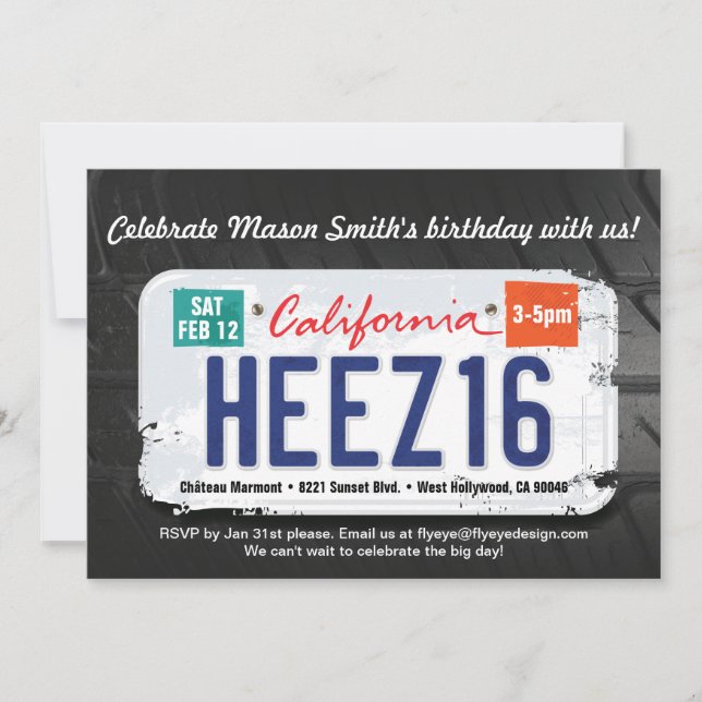 16º Aniversário do Convite à Licença da Califórnia (Frente)