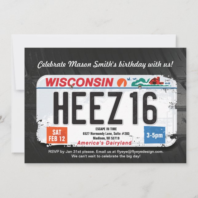 16º Aniversário do Convite de Licença em Wisconsin (Frente)