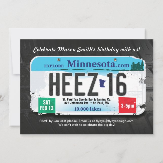 16º Aniversário do Convite para Licenças de Minnes (Frente)