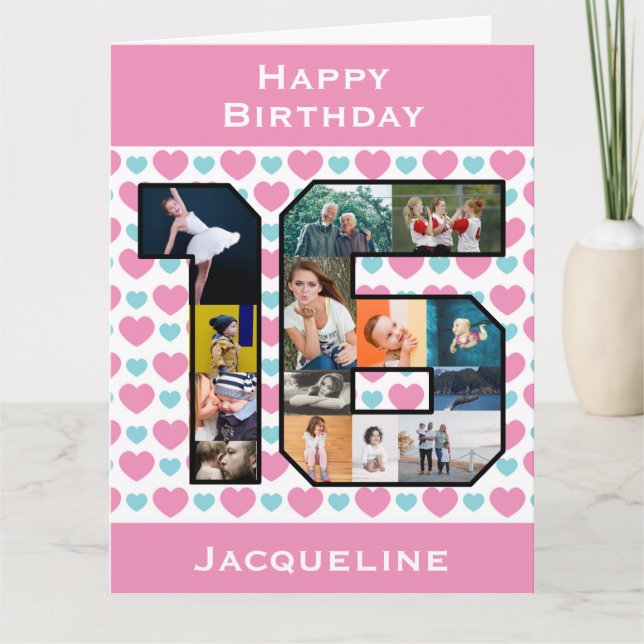 16º Cartão com fotos de aniversário (Frente)