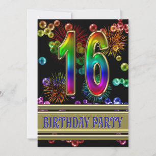 16º Convite de aniversário com bolhas