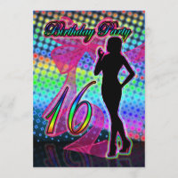 16º Convite de aniversário, Neon com mulher S