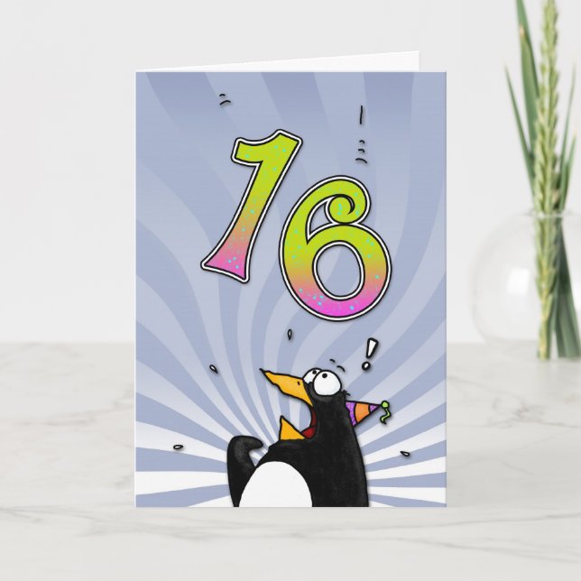 16.º Aniversário - Cartão Surpresa Pinguim (Frente)