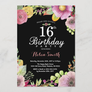 16.º Aniversário Floral Convite para Mulheres