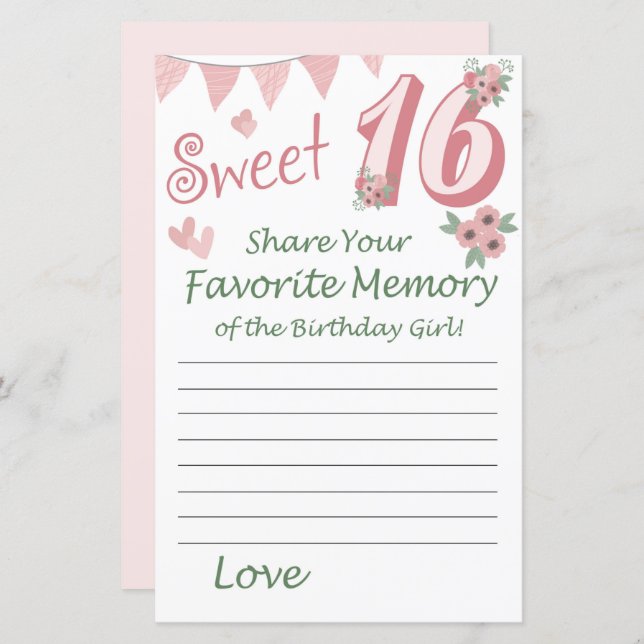 16.º aniversário Memória Favorita da Rapariga de A (Frente/Verso)