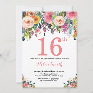 16.º Convite de Aniversário Rosa