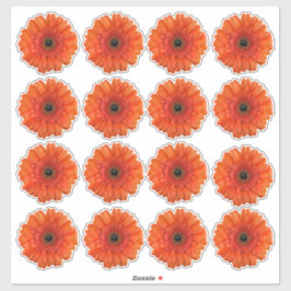 16 adesivos de corte de flor de gerbera laranja