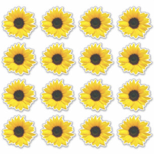 16 Adesivos Recortados de Flor de Girassol Amarelo