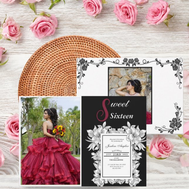 16 convite para Black and White Sweet. (Criador carregado)