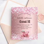 16 cor-de-rosa - convite orçamental para carruagem<br><div class="desc">Um fundo cor-de-rosa pincelado decorado com faíscas falsas,  confete e uma carruagem de safena romântica. Personalize e adicione seu nome,  detalhes da festa. 1 folha = 1 convite impresso de borda a borda.</div>
