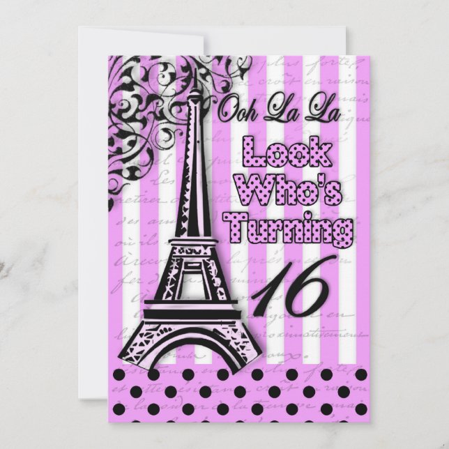 16.o Convite de Aniversário, Torre Francesa/Eiffel (Frente)