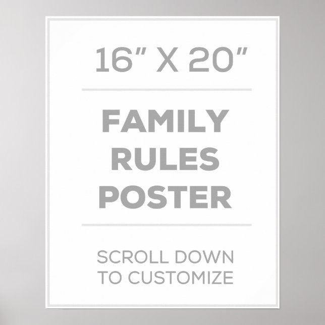 16" x 20" Family Rules Poster (Frente)