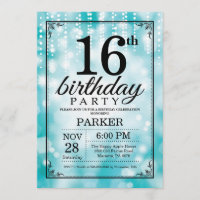 16o Brilho da cerceta do convite do aniversário