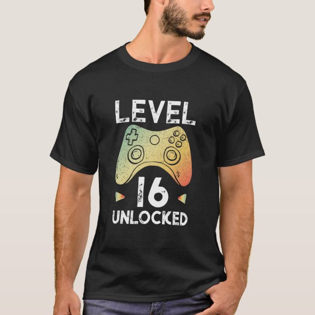16o Nível 16 da camisa do Gamer do menino do (Frente)