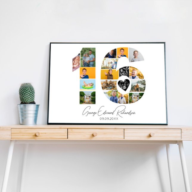 16th Birthday Photo Collage Poster Keepsake (Criador carregado)