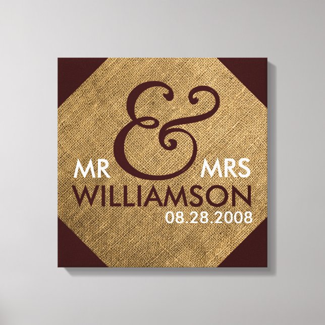 16x16 Arte de Casamento de Canvas Burlap (Frente)